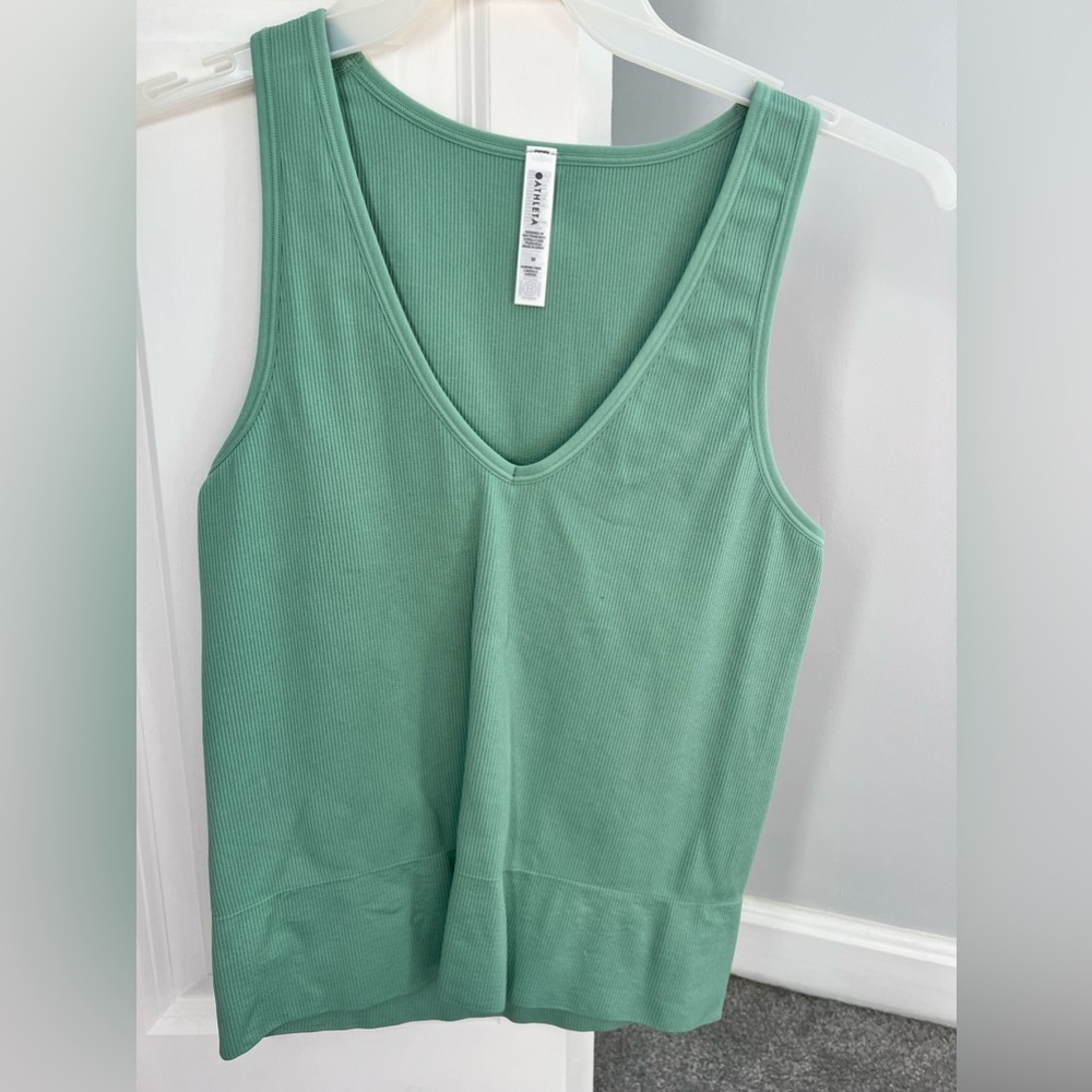 A New Day Ribbed V-Neck Tank Top in Sage Green